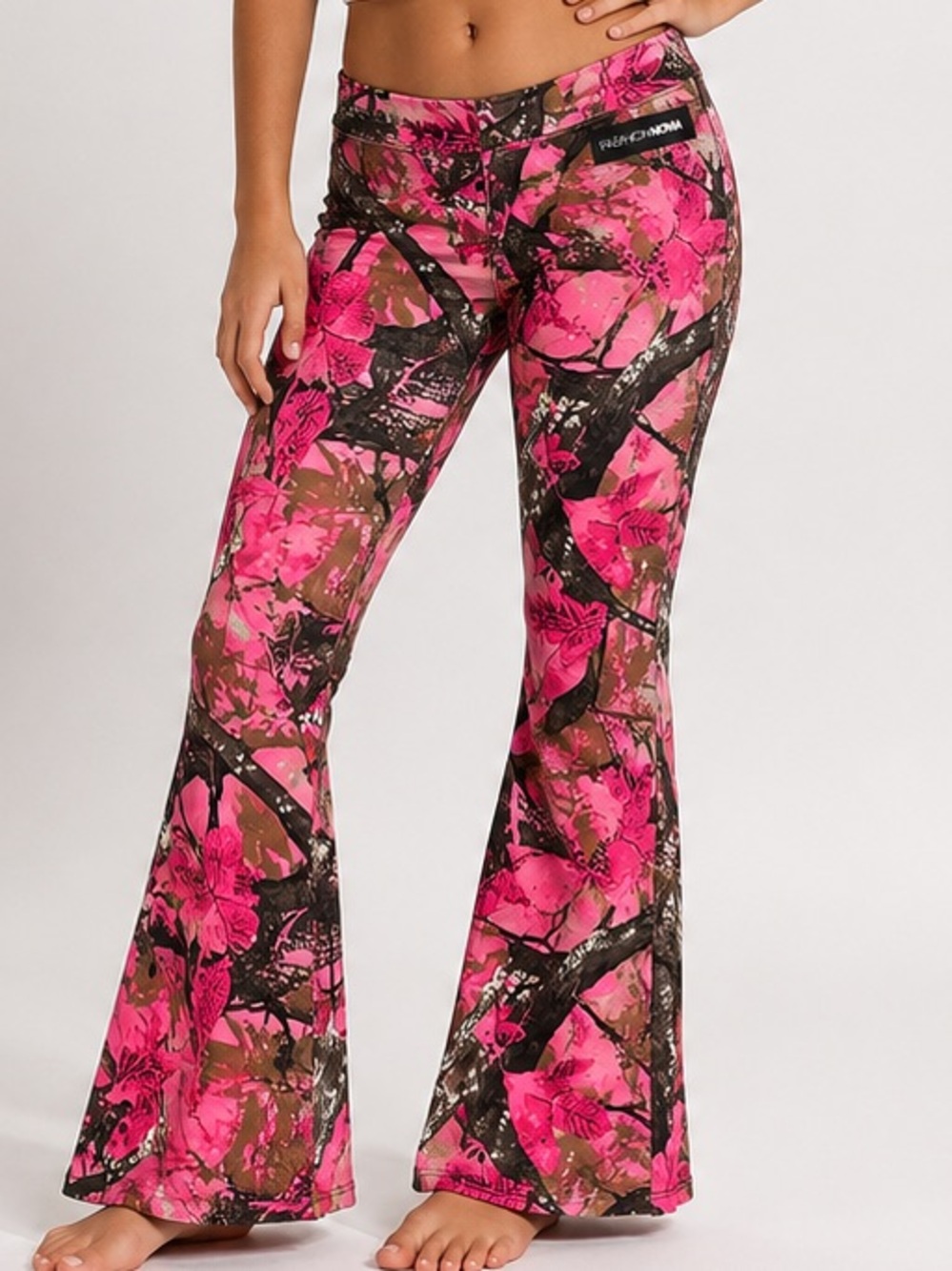 Fashion Nova Pink & Black Camouflage Flare Jeans SIZE 14